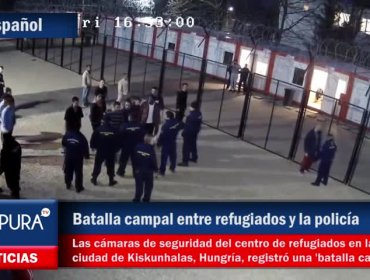 Batalla campal entre refugiados y la policía