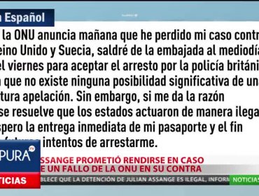 WikiLeaks "espera la confirmación oficial" de que la ONU se haya pronunciado a favor de Assange