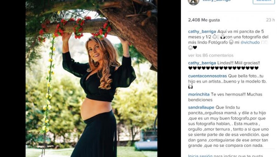Cathy Barriga comparte imagen de su avanzado embarazo
