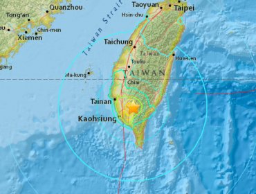 Un sismo de magnitud 6,7 sacude el sur de Taiwán