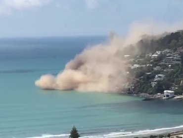 VIDEO: El desprendimiento de un acantilado en Nueva Zelanda tras un sismo de 5,8 grados