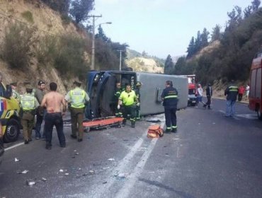 Volcamiento de Bus en la V Región deja 20 heridos