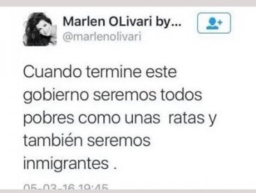 Estos son los Twitter que escribió Marlen Olivarí contra el gobierno