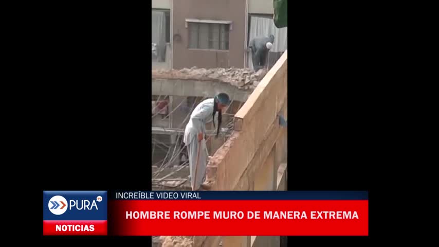 Increíble video viral que circula en la web donde hombre rompe muro de manera extrema