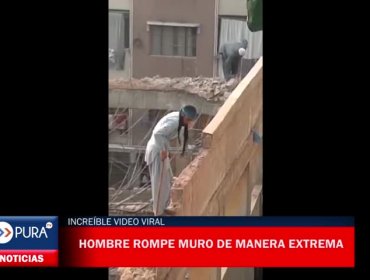 Increíble video viral que circula en la web donde hombre rompe muro de manera extrema