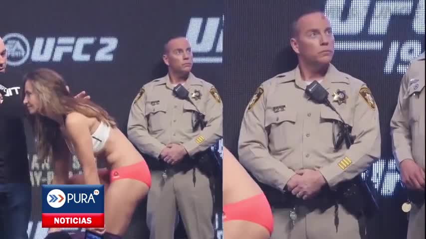 Captan a policía norteamericano mirando más de la cuanta en el pesaje de Miesha Tate