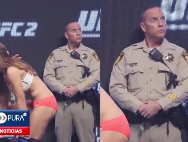 Captan a policía norteamericano mirando más de la cuanta en el pesaje de Miesha Tate