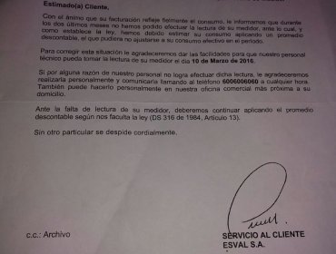 Piden a Esval corregir cobros excesivos por consumo de agua no medido en la provincia de San Antonio