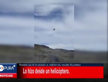 Hombre saltó en bungee al cráter del volcán Villarrica