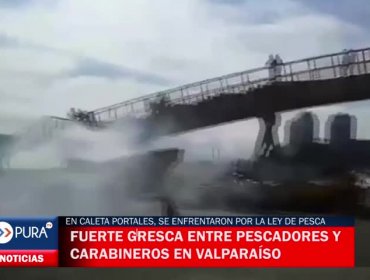 Fuerte gresca entre pescadores y carabineros en Valparaíso