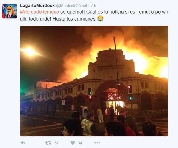 Lagarto Murdock lo hizo de nuevo: se burló de incendio en Mercado de Temuco y recibió avalancha de críticas en Twitter