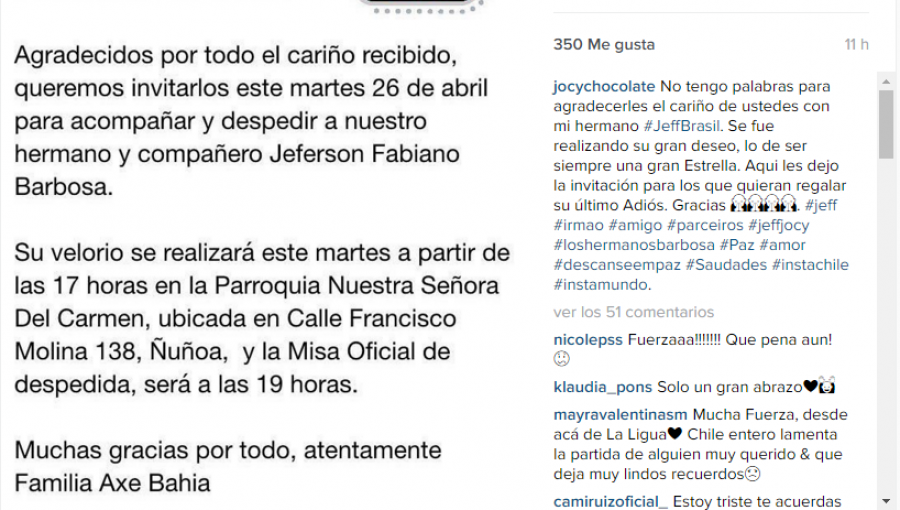 Famosos asistieron a emotiva ceremonia religiosa en honor a Jefferson Barbosa