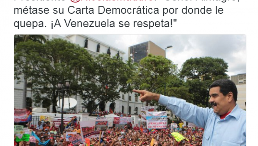 Nicolás Maduro al jefe de la OEA: "Métase su Carta Democrática por donde le quepa"