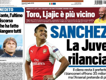 Alexis se toma portada de diario italiano ¿se acerca a la Juventus?