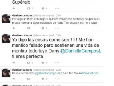 Denisse Campos se lanza en twitter contra su hermana Daniela