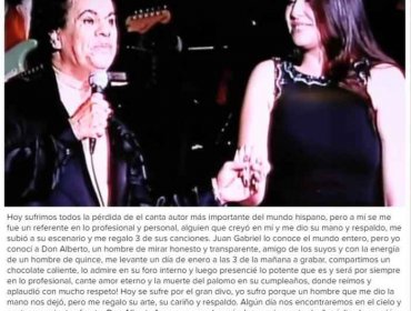 La emotiva despedida de María Jose Quintanilla a Juan Gabriel