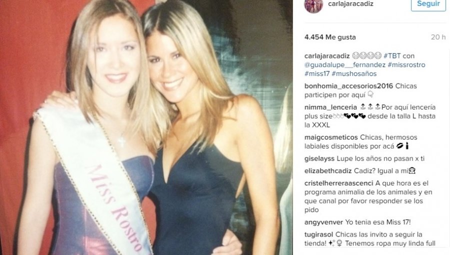 La foto del recuerdo de Carla Jara cuando participo en el extinto Miss 17