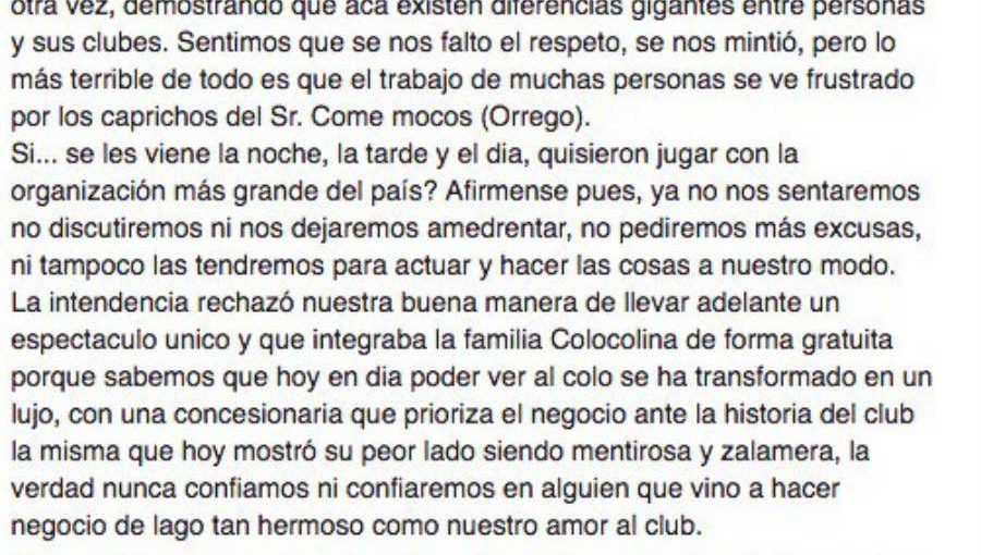 La dura carta de la Garra Blanca al Intendente Claudio Orrego