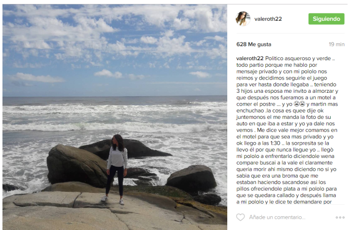 Valentina Roth denuncia que importante político la invito a un motel