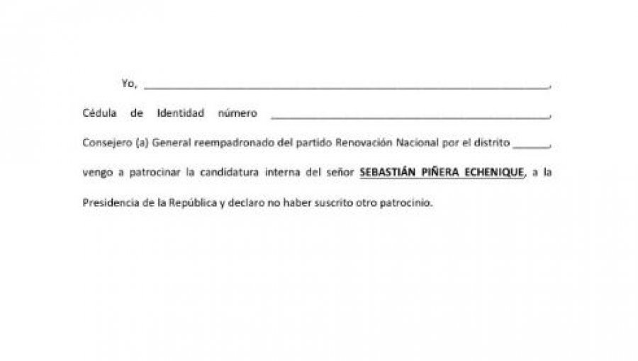 La ficha que circula en RN para proclamar a Piñera en enero como su presidenciable