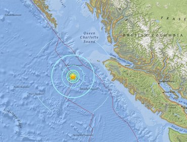 Sismo de magnitud 5,7 sacude el océano Pacífico cerca de Canadá