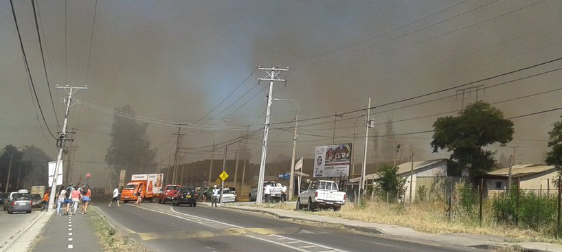 Alerta Roja en Chillán por incendio forestal de gran magnitud