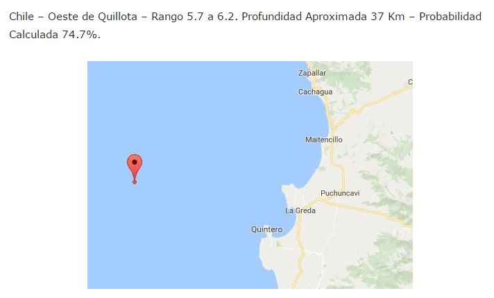 Frente Fantasma pronostica dos sismos sobre 6 grados en los próximos días en Chile