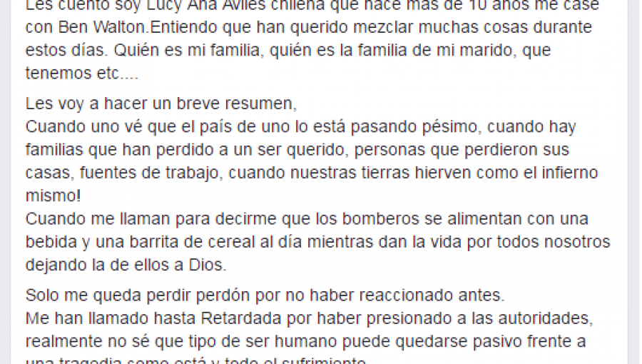 El emotivo mensaje de Lucy Ana Avilés dirigido a todo Chile