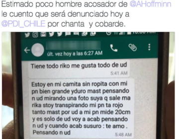 Filtran vulgar whatsapp que recibió Andrea Hoffmann de un acosador