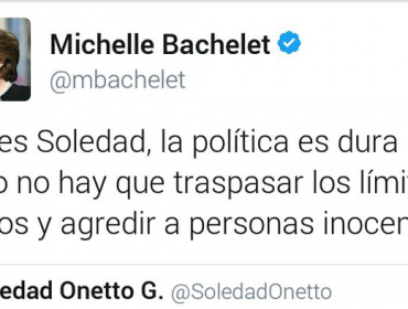 Bachelet manifiesta su enojo en Twitter: "No hay que traspasar los límites éticos"