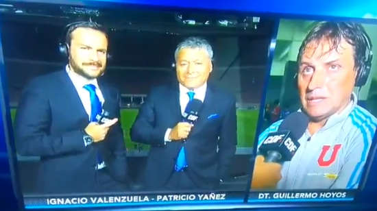 Particular escena protagonizaron Nacho Valenzuela y Pato Yáñez en plena entrevista con Hoyos