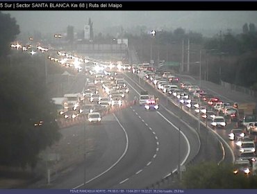 Congestión en Ruta 5 Sur obliga a desvió en by pass de Rancagua