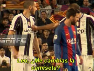 Bonucci le pidió la camiseta a Messi en pleno partido y Chiellini reaccionó de la peor forma