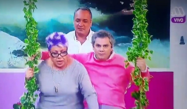Patricia Maldonado se cae desde un columpio en vivo en matinal Mucho Gusto