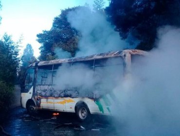 Nuevo ataque en La Araucanía: Encapuchados roban bus de pasajeros y lo incendian