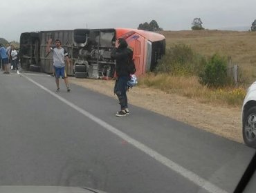 Bus vuelca dejando al menos 20 heridos en ruta F 210 en Quintero