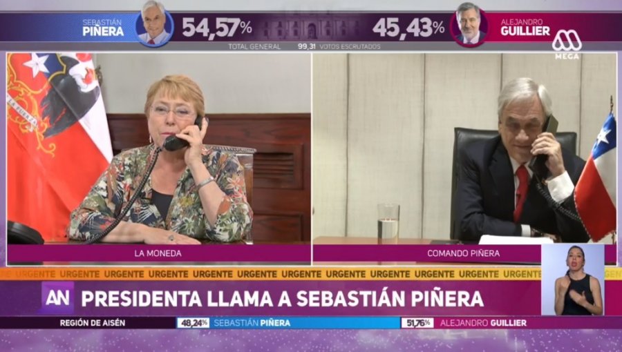 Bachelet llamó a Piñera y le deseó éxito: “Ambos queremos el bien para Chile"