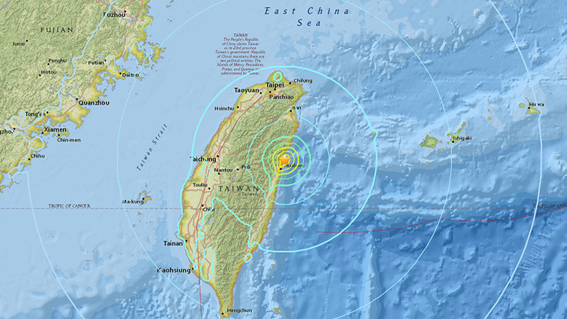 Fuerte sismo de 6,1 grados sacude Taiwán