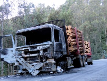 Encapuchados habrían incendiado nuevo camión en La Araucanía