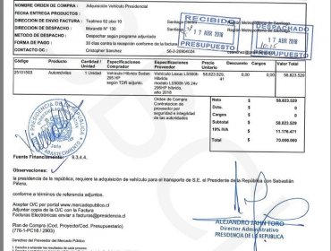 Gobierno desiste en comprar auto de 70 millones de pesos para Presidente Piñera