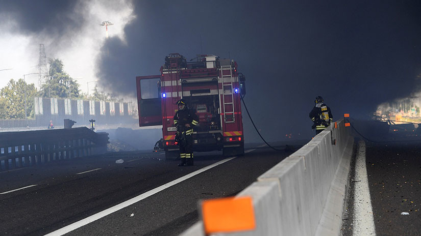 Impresionantes imágenes y vídeos de explosión de camión en Italia