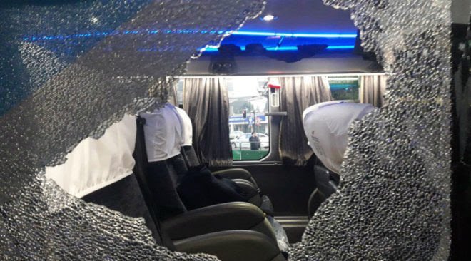 Bus de San Lorenzo fue apedreado a su llegada a Temuco