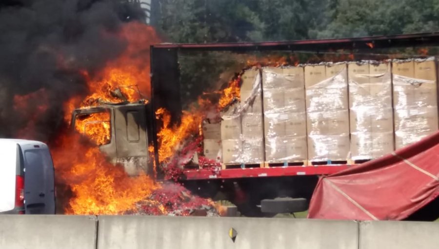 Impresionantes imágenes de Camión de Coca Cola en llamas en plena Ruta 68