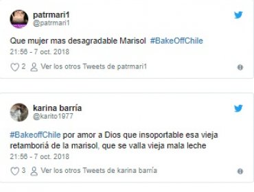 Repetida actitud de Marisol en "Bake Off" genera ola de críticas en Twitter