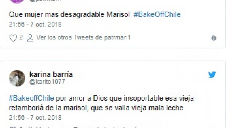 Repetida actitud de Marisol en "Bake Off" genera ola de críticas en Twitter
