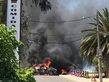 Asaltan Banco Estado en Puchuncaví y queman vehículo en la carretera