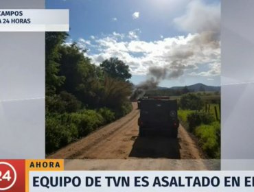 Brutal asalto a Equipo de TVN en Ercilla: Le robaron los equipos y quemaron camioneta