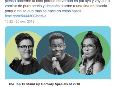 Revista "Time" destaca a Jani Dueñas en un ranking de los "10 mejores especiales de comedia del 2018"