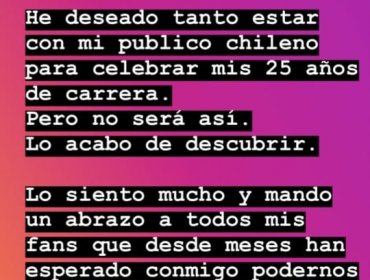 Laura Pausini asegura que descubrió a través de anuncio de Reginato que no estará en Viña 2019
