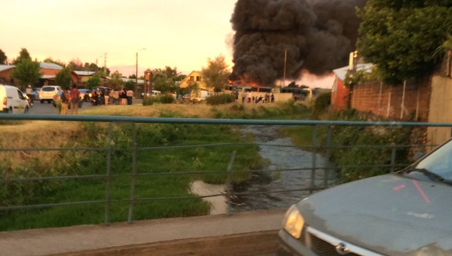 Violento Incendio en Chillán: Al menos 4 buses se queman en sector Camino San Bernardo